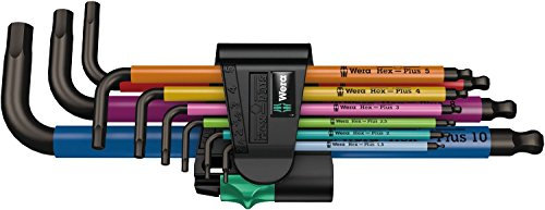 Wera 05073593001 Hex-Plus Hex Key Set 950 SPKL/9 High Torque Mulicolour with Ball-end, Metric Long 1.5 mm-10 mm, 18-Piece