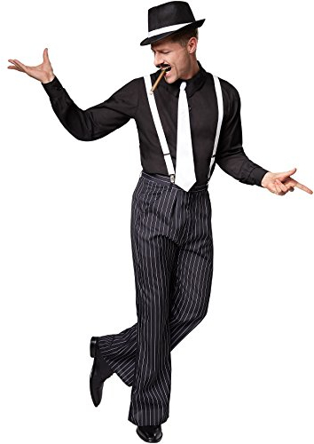 tectake 20er Jahre Faschingskostüme Männer, Kostüm Herren sexy Charleston, Casino, Gangster Karneval Kostüm Herren, Mafia Kostüm Herren, mit 20er Jahre Accessoires Hosenträger Herren - XL