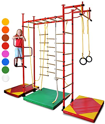 Niro Sportgeräte Sprossenwand Kinderzimmer M3 aufbau ohne Bohren Kletterwand Turnwand Klettergerüst Kinder Indoor Klimmzugstange