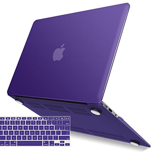 iBenzer MacBook Air 13 Zoll Hülle, Soft Touch Hard Case Hülle mit Tastaturabdeckung für Apple MacBook Air 13 A1369 1466 KEINE Touch ID, Ultra Lila, MMA13UAPU + 1