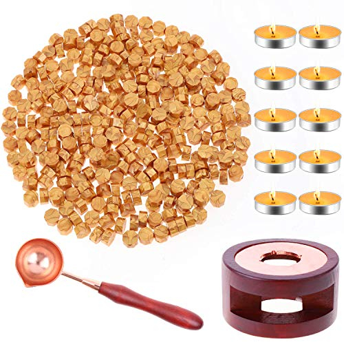Paxcoo Sealing Wax, 312pcs Sealing Wax Kit with Wax Seal Beads, Wax Seal Warmer, Wax Spoon and Tealight Candles for Wax Stamp Letter Sealing