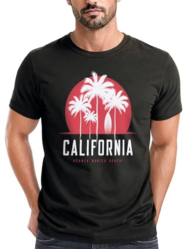 Neverless® Herren T-Shirt California Palmen Santa Monica Beach Sommer Sonne Fashion Streetstyle