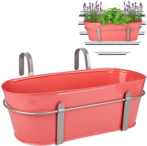 alles-meine.de GmbH 3 Stück Hänge - Töpfe/Blumentöpfe/Balkonkästen Farbwahl Ø 50 cm - mit Haken - Metall - rosa/lachs/pink - oval - länglich - Hängend - Aufhängen -..