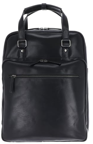 Leonhard Heyden Leder Laptoprucksack mit Laptopfach Roma Kurzgrifftasche/Rucksack 5384 Schwarz