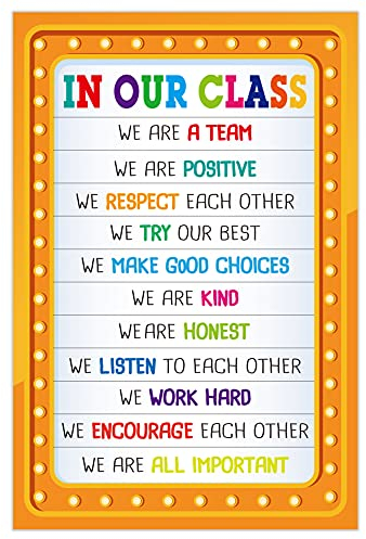 FaCraft Poster mit Klassenzimmer-Regeln – Motivationsposter für Klassenzimmer-Dekorationen, laminiert, inspirierende Klassenregeln, Poster für Grundschule, Mittelschule, Lehrerbedarf