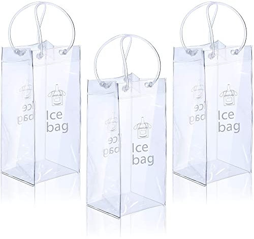 Ice Wine Bag Portable Collapsible Clear Wine Pouch Cooler with Handle for Party,Outdoor,Champagne,Cold Beer,White Wine,Chilled Beverages,Iced Drinks 3 Pack (3)
