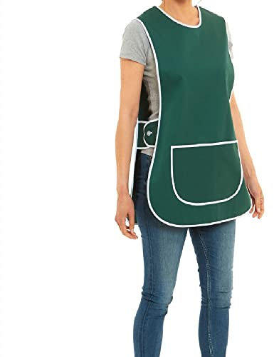 ER Direct Womens Home Work Kitchen Catering Cleaning Bar Plus Size Plain Coloured Large Pocket Side Fastening Tabard Apron (Green, 3XL)