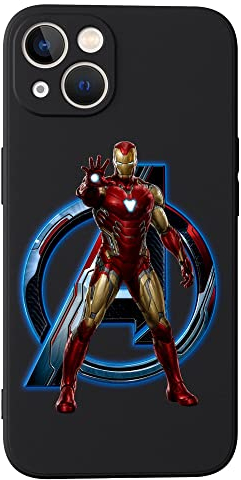 Marvel-iPhone-Hülle, mit Avengers-Figur für iPhone 13, Iron Man-iPhone-Hülle, stoßfeste Silikon-Schutzhülle für iPhone 13 (6,1 Zoll) mit weichem, kratzfestem Mikrofaser-Futter