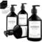 MONOKO 4er Set Kunststoff Seifenspender Schwarz 500ml Flasche - Spülmittelspender Küche - Shampoo Spender zum Befüllen - Pumpspender + Etiketten