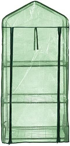 Royal Gardineer Gewächshaus Balkon: Folien-Gewächshaus, 3 Etagen, aufrollbare Tür, 59 x 126 x 39 cm, grün (Universal, Gewächszelte Tomaten, Insektenschutz)