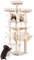 Hey-brother Cat Tree, XL Cozy Cat Tower, Tall Cat Condo with Hammock, Basket, Scratching Posts, 2 Large Cat Caves, 2 Plush Perches, Stable Cat Activity Center, Beige MPJ034M