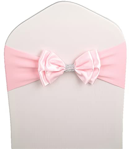 Stuhlschärpen Stuhl Schärpen,Organza Schleife Tüll Stuhl Rücken Blume Schärpe,Hochzeit Stuhl Bogen Für Stuhl Deckt Schärpe Geburtstag Party Hotel Dekoration,Rosa,50PCS