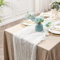 LOMOHOO Käsetuch Tischläufer Boho Gaze Käsetuch Tischläufer Rustikaler durchsichtiger Läufer 118 Zoll lang für Hochzeit Braut Babyparty Geburtstagsfeier Kuchen Tischdekoration (Weiß, 90x300cm)