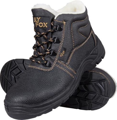 Ogrifox OX-SLX-TO-SB Arbeitsschuhe Herren, Damen | Sicherheitsschuhe | Mit Schafsfell isoliert | Safety Shoes | ISO EN20345 | Schwarz-Gold | Größe 49, OX-SLX-TO-SB_49
