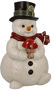 Goebel Schneemann Figur Kleiner Glücksbote aus Steingut mit Kristallen, 66-704-14-1, Leuchtend