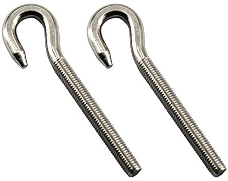 2 piezas de acero inoxidable M14 perno de ojo de vástago largo roscado varilla redonda gancho ojal tornillo