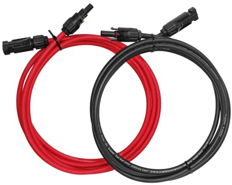 6mm²/4mm² PV Buchse auf Stecker Profi-Verbindungskabel Verlängerungskabel rote und Schwarze Linien, Solarkabel inkl Solarstecker Für Dächer Garten Automobile Solarpanel Kabel (1M-4mm²)