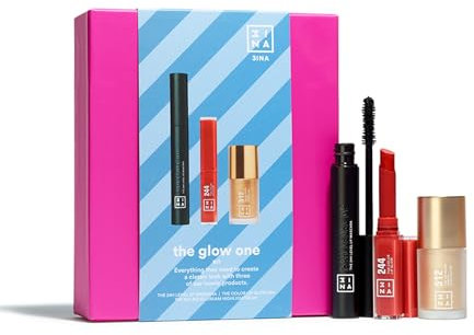 3INA MAKEUP - The Glow One Kit - 3ina Ikonische in Einem Kit - The Color Lip Glow 244 + The 24H Level Up Mascara + The No-Rules Cream Highlighter 512 - Vegan - Cruelty Free