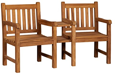 Yoursol Flexi-Sitz Woodie mit Tisch, 2 Sitze, Breite 160 cm, Teakholz, wetterfest, Gartenbank, Massive Holzbank