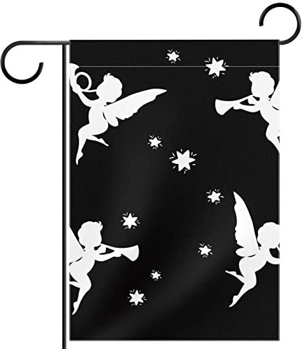 Bandiera da giardino personalizzata doppia faccia esterna piccola bandiera da cortile per decorazioni insegne all'aperto decorazione angeli trombe