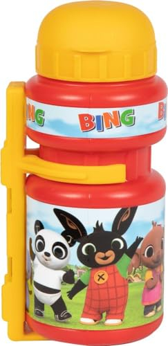 TataWay in viaggio si cresce - Gourde de cyclisme enfant | Motif lapin Bing | Fixation facile pour vélo | Sûre et hygiénique, Rouge/Jaune, 350 ml, Polytéréphtalate d’éthylène