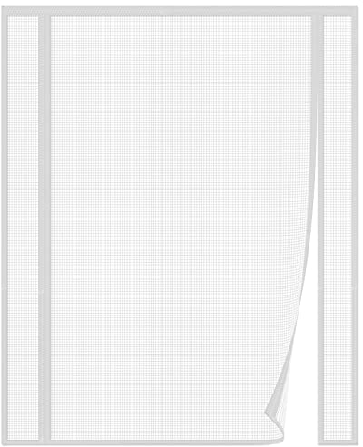 Risareyi Magnet Fliegengitter Tür 170x220cm, Weiß Fiberglas Netz Insektenschutz Balkontür Magnetvorhang Doppelter Seitliche Öffnung Fliegengitter Terrassentür Doppeltür Schiebetür, Ohne Bohren