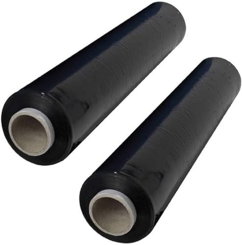 LOT DE 2 PIECES - Films étirables déménagement Noir Opaque 17µ - 270 m x 45 cm - Films étirables Films palettes I Rouleaux emballages colis 270 m - Kamberg