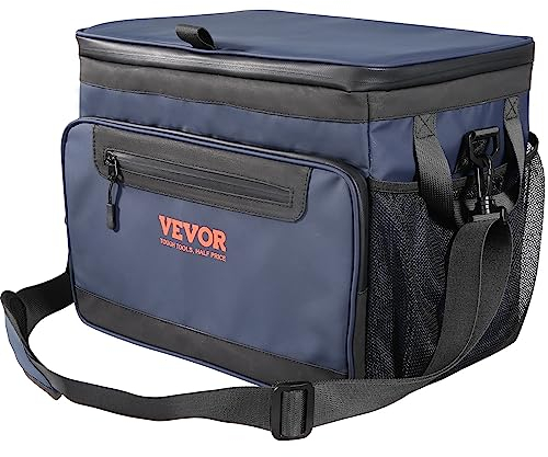 VEVOR Bolsa Térmica 24 Latas Nevera Portátil Impermeable 31x23x24,5 cm Bolsa Nevera Oxford 600D PEVA con Cremallera Correa de Hombro Bolsa Nevera Lateral Blanda para Pícnic, Camping, Viajes, Playa