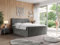 MKS MEBLE King Boxspringbett 200x200, Polsterbett 200x200 mit Bettkasten, Bett 200x200 mit Multipocket-Matratze H4, Boxspringbett 200x200 mit Kopfteil und Topper - H4 Dunkelgrau Velvet - Doren
