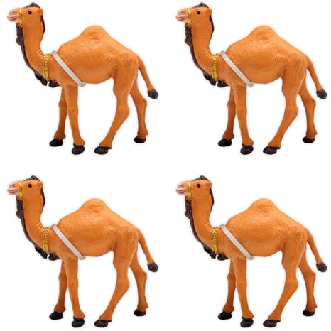 Acan Tradineur - Pack de 4 Figuras de Camello para belén - Fabricado en Durexina - Animales Decorativos Divertidos para Nacimiento, Navidad, decoración Tradicional - 10 x 2 x 9,5 cm