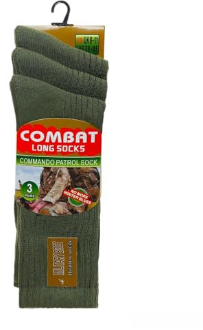 udyana 3 paia di calzini da uomo da combattimento militare medio lungo con cuscino caldo misto lana spessa termica Walking Patrol stivali da trekking calzini taglia UK 6-11, Verde militare, 6-11