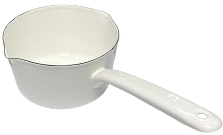 LIFTATAPA Enamel Milk Pan, 1.2L Mini Butter Warmer, Enamelware Saucepan Pan with Pour Spout, Nonstick Enamel Milk Pot, Butter Melting Pot for Induction Electric Gas Stoves