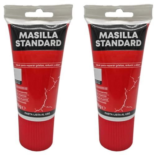 Acan Tradineur - Pack de 2 tubos de masilla standard, reparar grietas, enlucidos, alisado, reparación agujeros, uso interior, albañilería, bricolaje - 150 g