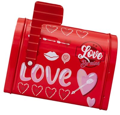 Nishiyuenyi Mailbox Mini Metall Aufbewahrungsbox Spielzeug Geschenkbox Aufbewahrungsbehälter mit Robustem Eisen für Kinder Valentinstag DIY Geschenke, Rot