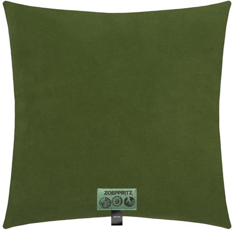 Soft-Fleece-Kissenbezug – Polarfleece-Kissenbezug mit Häkelstich – Flauschige Kissenhülle – 40x40 cm – 661 Dark Jade – von 'zoeppritz since 1828', 702291-661-50x50