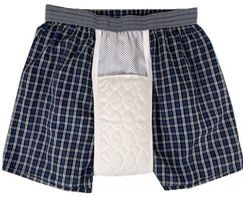 CSGTUO Calzoncillo para La Incontinencia Urinaria para Hombre de Algodón Calzoncillos Boxer de Incontinencia Lavable Reutilizable Calzoncillos de Protección de Prueba de Fugas Incontinencia,XL,Blue