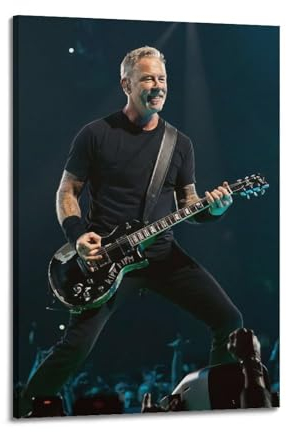 James Hetfield Musiker, berühmte Film- und Fernsehfiguren, Popmusikfiguren, Poster, Dekoration, Leinwand, Kunstdekoration, Druck, Signaturfoto, Wohnzimmer, Heimdekoration, 60 x 90 cm, Rahmenstil-35