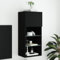 Homgoday TV-Schrank mit LED-Lichtern, schwarz, 40,5 x 30 x 90 cm, TV-Schrank für Wohnzimmer, TV-Schrank, niedriger Schrank für industrielle Wohnzimmer, TV-Ständer