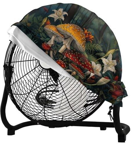 Hudotybom Vintage Mushroom Fan Cover Industrial Fan Dust Cover Outdoor Waterproof Drum Fan Covers Compatible for Wall-Mounted Fans, Pedestal Fans and Outdoor Fans