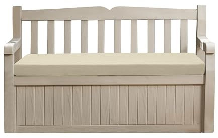 Sapphire Collection Premium Outdoor Bench Seat Pad | Water Resistant Cushion for Iceni & Eden Storage Benches 128x50cm | Comfortable Patio Furniture Swing Bench Pads (Cream)