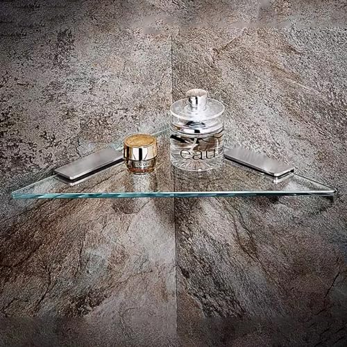 Melairy Glas Eckregal Halterung Wandmontage Duschregal Glasregal Edelstahl SUS304 Glas Badregal für Bad Küchen Balkon