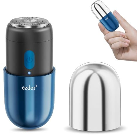 Mini Electric Shaver, Compact Electric Razor for Men Women, USB-C Rechargeable Mini Shaver, Waterproof Portable Shaver, Powerful Men's Shavers, Cordless for Travel Home Business Trip (Blue)