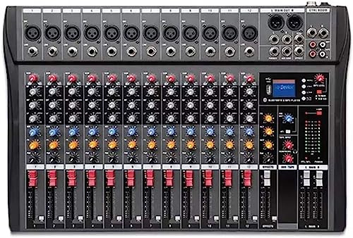 Bureaux de mixage de Studio, Table de mixage Audio compacte 6/8/12/16 canaux Bluetooth USB DJ Console de mixage sonore amplificateur de Moniteur 48 V, 12 Voies