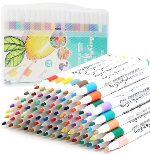 BORISCA 80 Colores Rotuladores Acrilicos, Marcadores Acrílicos, Impermeables y De Secado Rápido Canetas Acrilicas Para Pintar, Rotuladores Para Pintar Piedras Adecuados Para Cerámica, Cartón, Telas