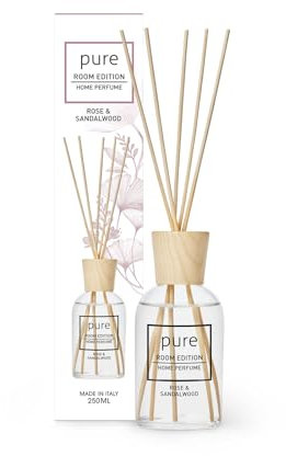 Pure Room - Raumduft Stäbchen 250ml | Rose & Sandelholz Eleganter Duftspender aus Bio-Alkohol | Langanhaltender Raumerfrischer für Wohnung & Büro
