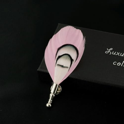 FUPOHUA Broche Broche Irisée pour Homme Femme Ornement Accessoire Unisexe Plume de Paon Broche Coffret Cadeau Fête de Mariage