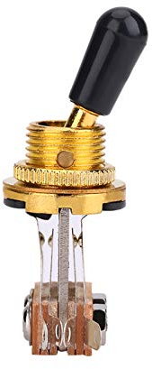 3-Wege-Kippschalter, Drei-Wege-Schalter aus Metall mit Schwarzer Spitze, Gitarrenzubehör für E-Gitarre Im -Stil (GOLD)