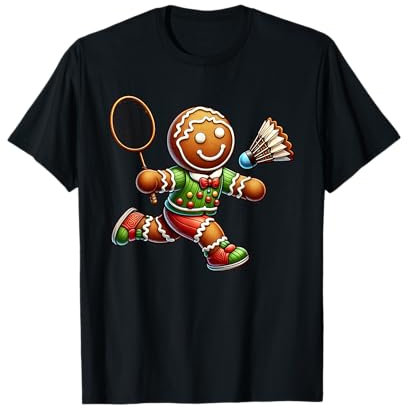Lustiger Lebkuchenmann Badminton Weihnachten Damen Herren Kinder T-Shirt