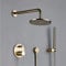 CWZZWS Regendusche, wandmontiertes Duscharmatur-Set für Badezimmer mit rundem Regenduschkopf und Handbrause-Set, gebürstetes Gold (A 8 Zoll)