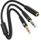 PC Headset Splitter Cable 3.5mm Mic AUX Audio Computer Headphone Microphone Splitter Compatible with Astro A10 A40, Turtle Beach, HyperX Cloud SteelSeries, Sennheiser, Razer Gaming Smartphone Headsets